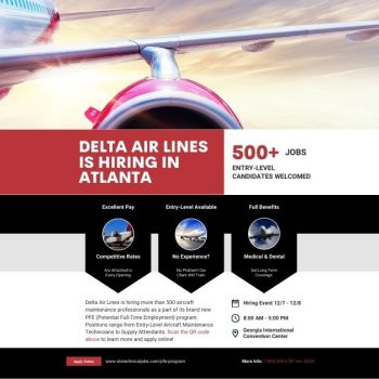 Delta Air Lines is Hiring 500+ in Atlanta: Entry-Level Available