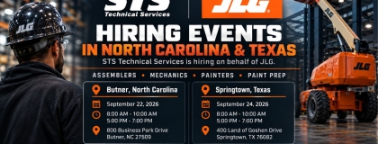 STS Technical Services and JLG Industries Hosting Hiring Events in North Carolina and Texas